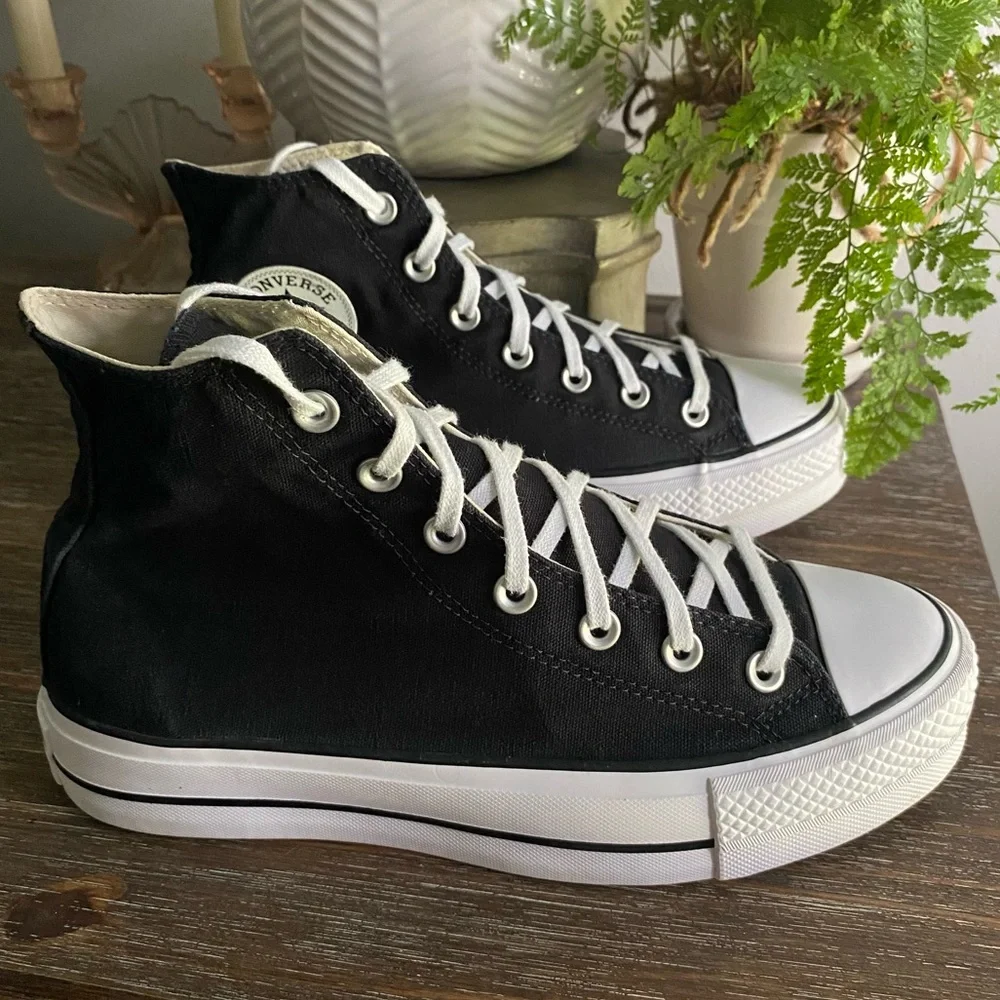 CONVERSE Chuck Taylor All‎ Star High-Top Platform Sneakers Shoes Womens 9 Black - Picture 3 of 9
